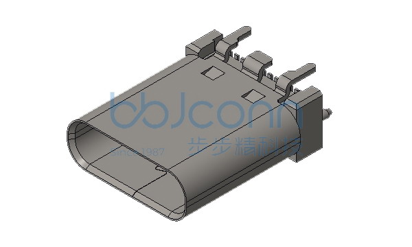 TYPE-C 24P 母座 直立式 H=10.50 四脚插 带柱 端子SMT