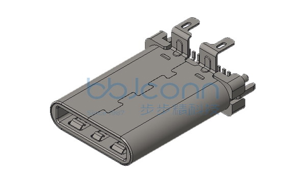 TYPE-C 24P 直立式公头 H=11.1 双排SMT 端子镀金3u 三脚插 带定位 电流5A