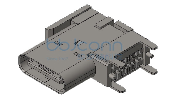 TYPE-C 16PIN 母座 侧插 端子SMT 端子镀金30u 带柱 L=14.0 CH=6.70 编带