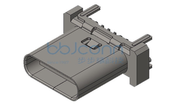 TYPE-C 16P 母座 直立式 四脚插 带柱 H=10.0 端子SMT 端子镀金3u