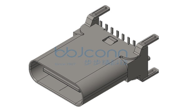 TYPE-C 16P 母座 直立式 四脚插 带柱 H=10.5 端子SMT 磷铜端子镀金1u 编带