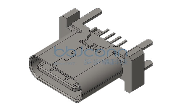 TYPE-C 16P 母座 直立式 DIP 四脚插 H=8.80 编带
