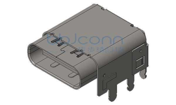 TYPE-C 24P 母座 双壳 垫高型 不短路款 双排SMT 镀金3u 板上六脚插 PH3.0 L=11.10 CH=3.40