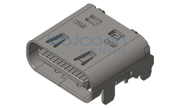 TYPE-C 24P 母座 双排SMT 板上四脚DIP 脚距8.64 带柱 带弹 L=8.17 CH=1.60 编带