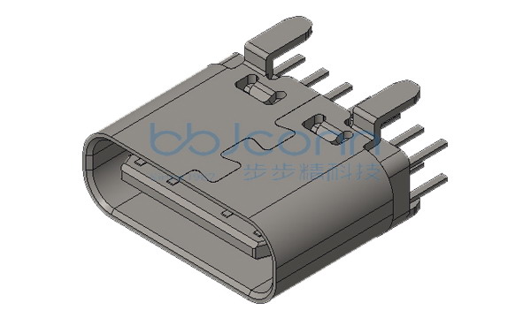 TYPE-C 16P 母座 直立式 H=6.50 四脚插 端子DIP 端子G-F