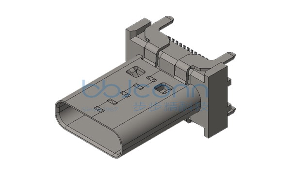 USB 3.1 TYPE-C 24P 母座 直立式 四脚插 端子SMT H=13.5 编带