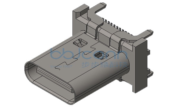 TYPE-C 24P 母座 直立式 H=12.0 四脚插 端子SMT LCP橙胶 编带