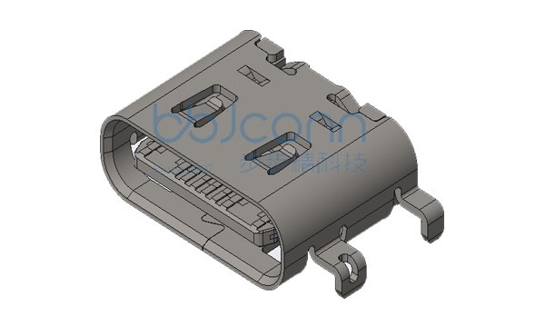 TYPE-C 16P 母座  四脚插板 SMT L=6.50 沉板0.80 不锈钢外壳带弹304 编带