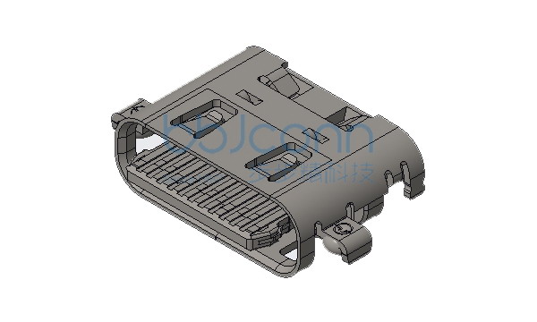 TYPE-C 24P 母座 四脚插 端子双排SMT 沉板1.60 舌片外漏1.0 L=6.25 CH=0.02（外壳脚长0.60）编带