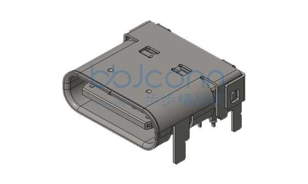 TYPE-C 母座 24P 板上型 双壳 四脚DIP 端子DIP+SMT L=8.65 CH=1.80 外壳脚长1.60 带柱 编带