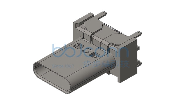 TYPE-C 24P 母座 直立式 四脚插 端子SMT 端子镀金30U H=15.0 加盖编带