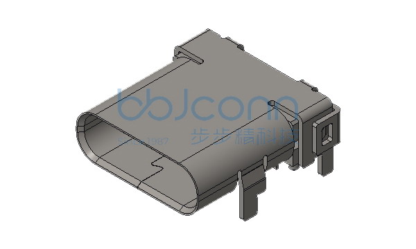 TYPE-C 24P 母座 板上四脚插 带柱 L=10.0 CH=1.80 端子DIP+SMT 带中夹片 不锈钢外壳