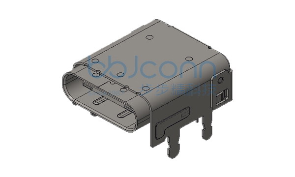 TYPE-C 24P 母座 板上型四脚插 L=11.1 前贴后插 CH=3.4 双外壳 平口