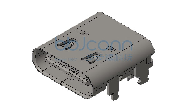 TYPE-C 16P 母座 L=9.15 CH=1.78 板上四脚插 双排DIP 铜壳 端子脚长1.00 编带