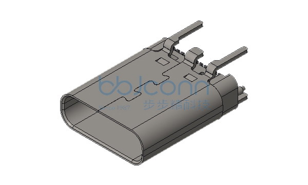 TYPE-C 24P 母座 直立式 四脚插 带柱 H=10.50 端子SMT 外壳脚长2.65