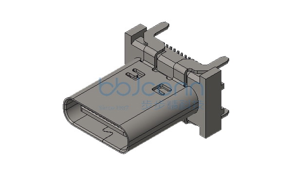 TYPE-C 24P 母座 直立式 四脚插 端子SMT 外壳脚长1.75 H=12.0 编带