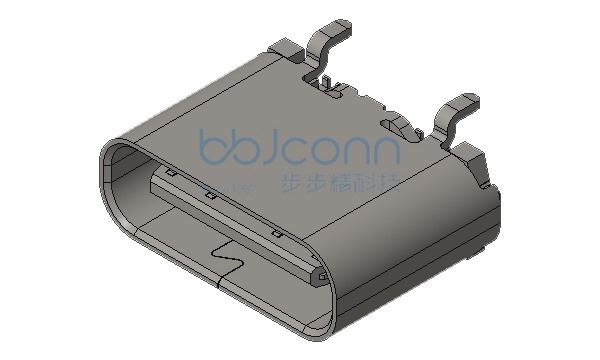 TYPE-C 24P 母座 直立式 H=6.4 四脚插 带柱 端子SMT PA9T黑胶 镀金1u 锡脚G-F（GAP-ACF014-6R）