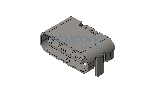 TYPE-C 6P 母座 L=5.10 CH=1.58 板上两脚插 端子DIP 带中夹片