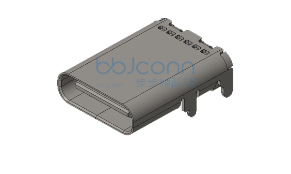 TYPE-C 16P 母座 板上四脚插 端子SMT 脚距4.18 带中夹片 带柱 L=11.7 CH=1.68 编带
