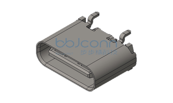 TYPE-C 16PIN 母座 直立式 端子SMT 四脚插 带柱 H=6.40