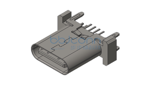 TYPE-C 16P 母座 直立式 四脚插 端子DIP H=10.0 LCP黑胶 吸塑盒装