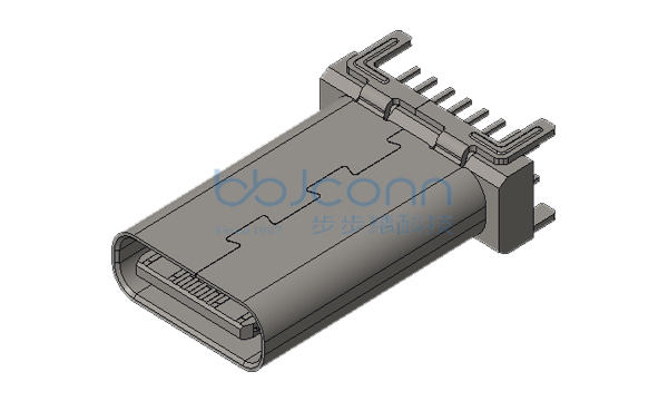 TYPE-C 16PIN 母座 直立式 四脚插 端子DIP H=15.0 LCP黑胶 过140W功率