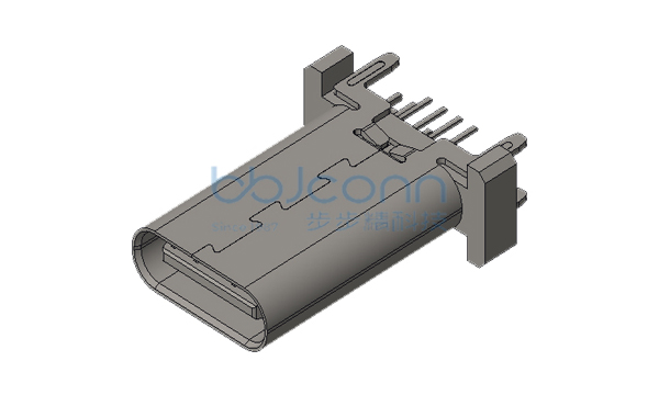 TYPE-C 16P 母座 直立式 四脚插 端子DIP H=15.0 LCP蓝胶