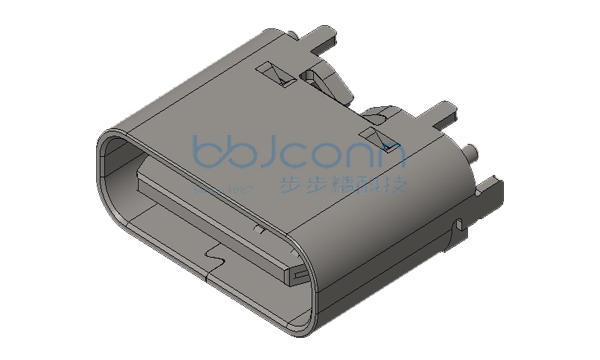 TYPE-C 6P 母座 直立式 H=6.47 四脚插 带定位柱 端子SMT