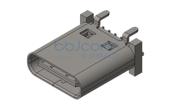TYPE-C 14P 母座 直立式 贴片 SMT 四脚插 带柱 H=10.0 编带