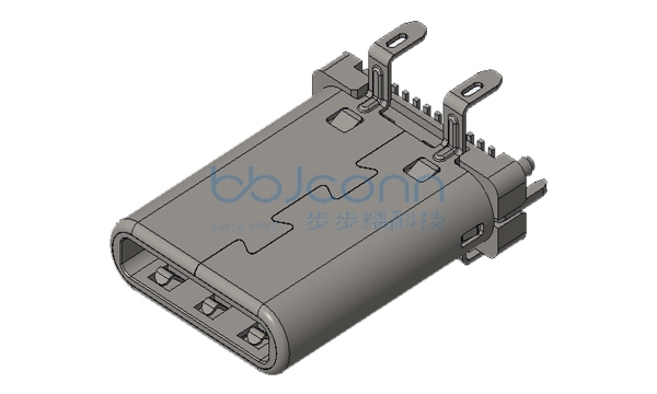 USB 3.1 TYPE-C 24P 公头 直立式 H=11.15 铆合款 四脚插 带柱 端子SMT 接触镀金3u 带EMI弹片 加盖 编带