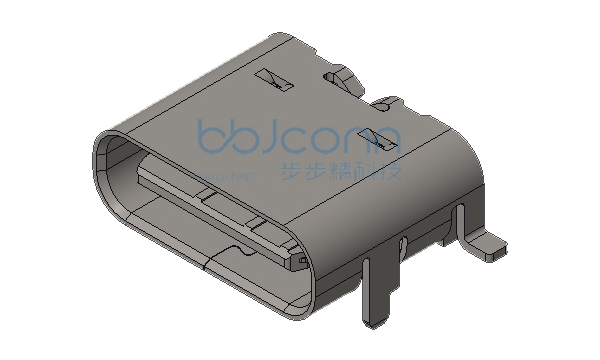 TYPE-C 6P 母座 板上型 前两脚插 后两脚贴 L=6.80 CH=1.63 端子SMT