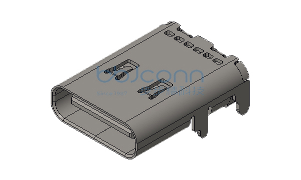 TYPE-C 16P 母座 SMT 板上四脚插 脚距4.18 外壳带弹 带中夹片 带柱 L=11.70 CH=1.68 编带 过TID