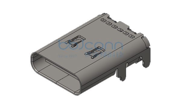 TYPE-C 16P 母座 SMT 板上四脚插 脚距4.18 外壳带弹 带柱 L=12.20 CH=1.68 编带