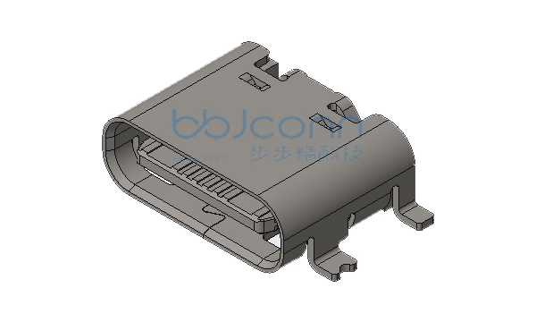 TYPE-C 16PIN 母座 板上四脚全贴 端子SMT L=6.50 CH=1.68 编带