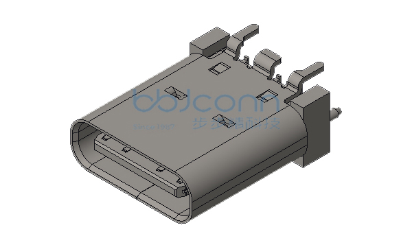 TYPE-C 16P 母座 直立式 SMT 四脚插 脚距4.80 带柱 H=10.45 编带