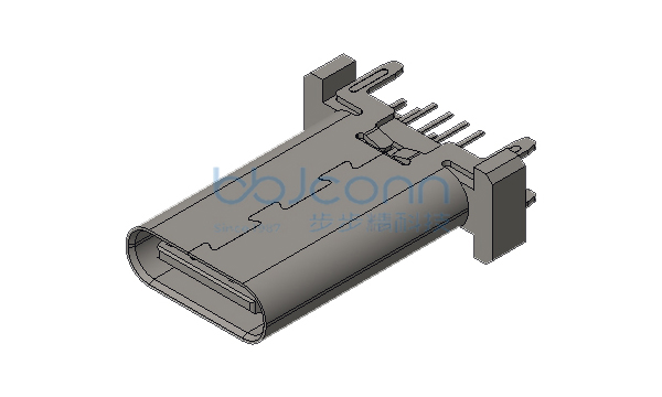 TYPE-C 16P 母座 直立式 四脚插 端子DIP H=15.0 不锈钢外壳 LCP灰胶