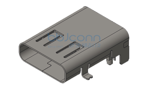 TYPE-C 24P 母座 外壳前两脚贴后两脚插 带柱 L=11.95 CH=1.70 端子DIP+SMT