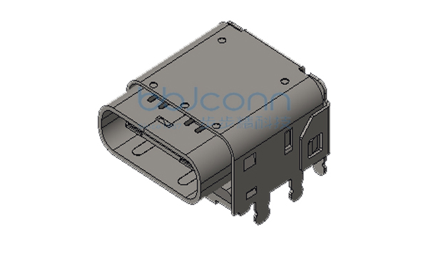 TYPE-C 24P 母座 双排SMT 双壳 板上六脚插 脚距3.0 垫高1.82 L=11.10 CH=3.40 带柱 编带