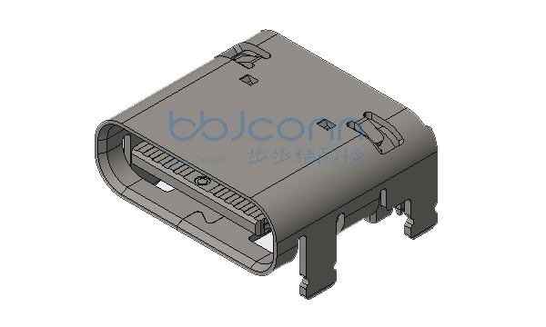 TYPE-C 24P 母座 L=7.90 CH=1.58 板上四脚插 端子双排SMT 端子镀金1u