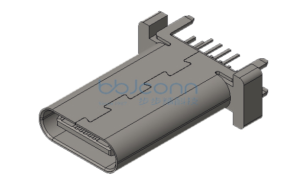 TYPE-C 16P 母座 直立式 四脚DIP 端子DIP 带中夹片 H=15.0 盒装