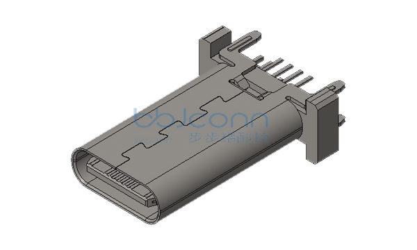 TYPE-C 16P 母座 直立式 四脚DIP 端子DIP 带中夹片 H=16.5 盒装
