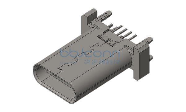 TYPE-C 16P 母座 直立式 DIP 端子C7025 镀金3u 四脚插 带柱 H=13.70 盒装