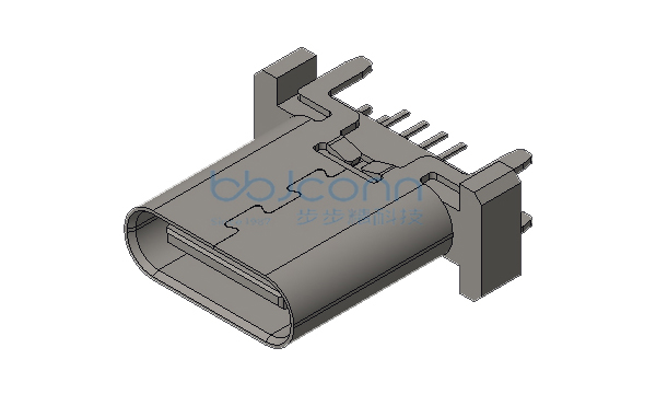 TYPE-C 16P 母座 直立式 四脚插 端子DIP 无柱 H=10.5 编带