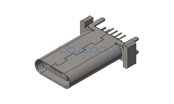 TYPE-C 16P 母座 直立式 四脚DIP 端子DIP 带中夹片 H=15.0 LCP蓝胶 盒装