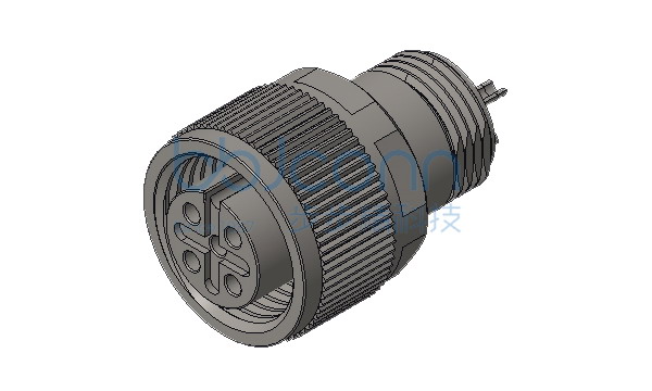 航插 母座 M12A 5P 线端 铜六角螺母 不带屏蔽
