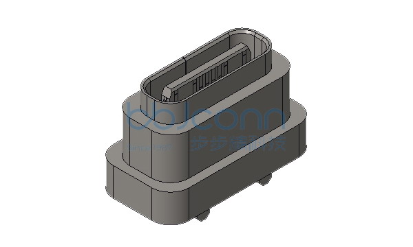 TYPE-C 16P 防水母座 直立式 DIP 四脚插 H=7.10 IPX7 编带