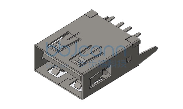 USB 2.0 AF 90度 L=14.05 H=6.96 后两脚插 弯脚 端子DIP 卷边 PBT白胶 铜壳