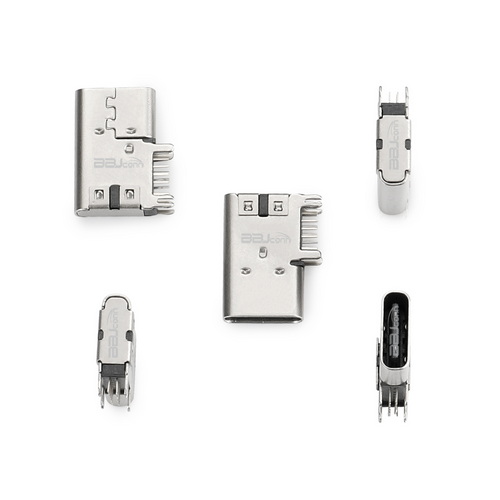 Type-C 14PIN母座 侧插L=14.0  垫高2.6 带后盖--UC.01.44-4K-0002_调整大小